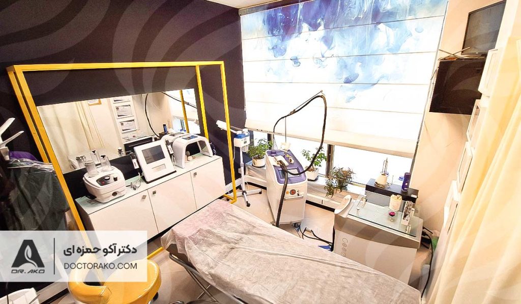 اتاق لیزر موهای زائد در مطب دکتر آکو حمزه ای مجهز به دستگاه نابلکس کره جنوبی
